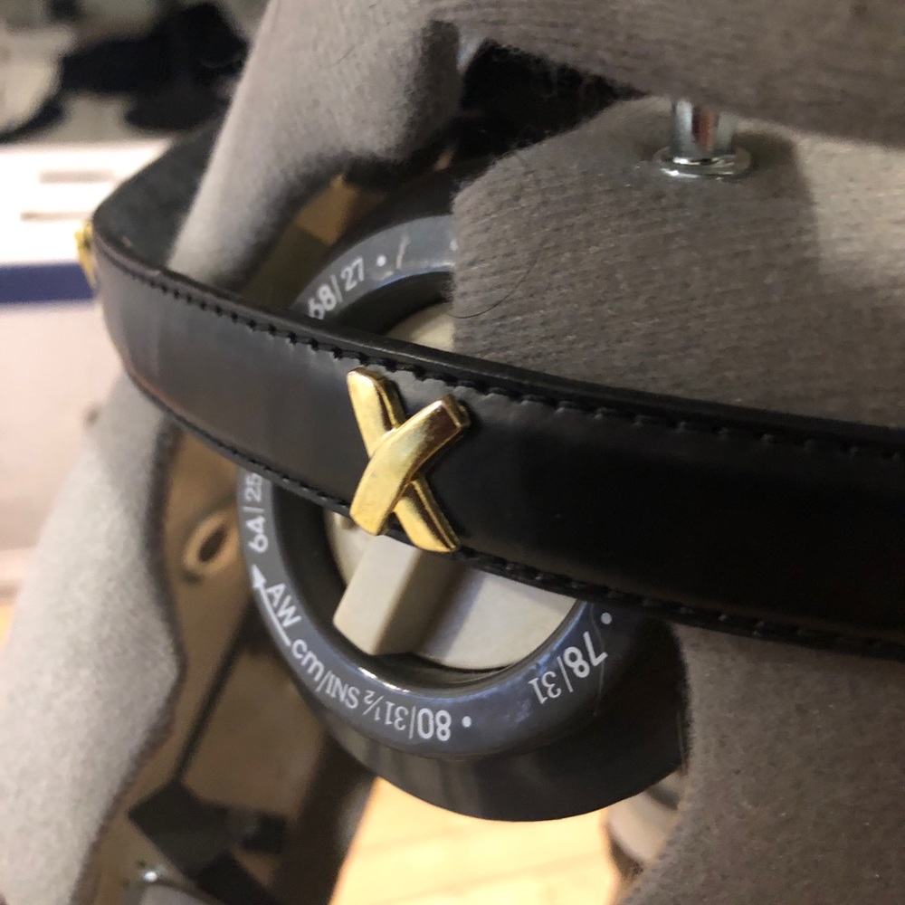 Vintage leather belt with gold details
